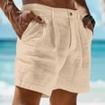 thumbnail image 2 of Nestiefly Men Linen Shorts Casual Summer Beach Shorts Loose Elastic Waist Drawstring Cargo Pants with Pockets 2026 Khaki L, 2 of 5