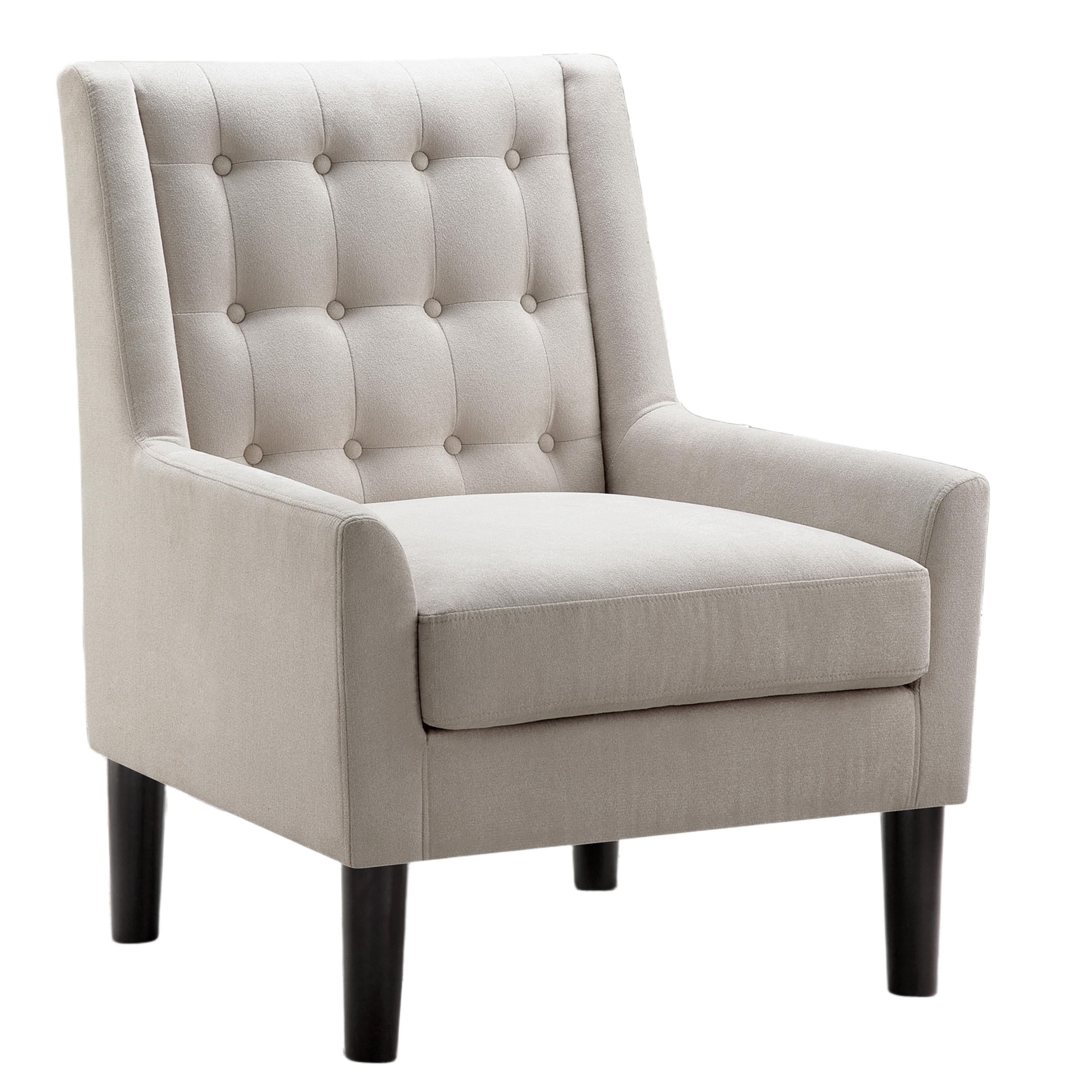 BSHTI Beige Velvet Upholstered Accent Arm Chair, Solid Rubberwood Frame, Modern Living Room Bedroom Chair with Plush Foam Padding