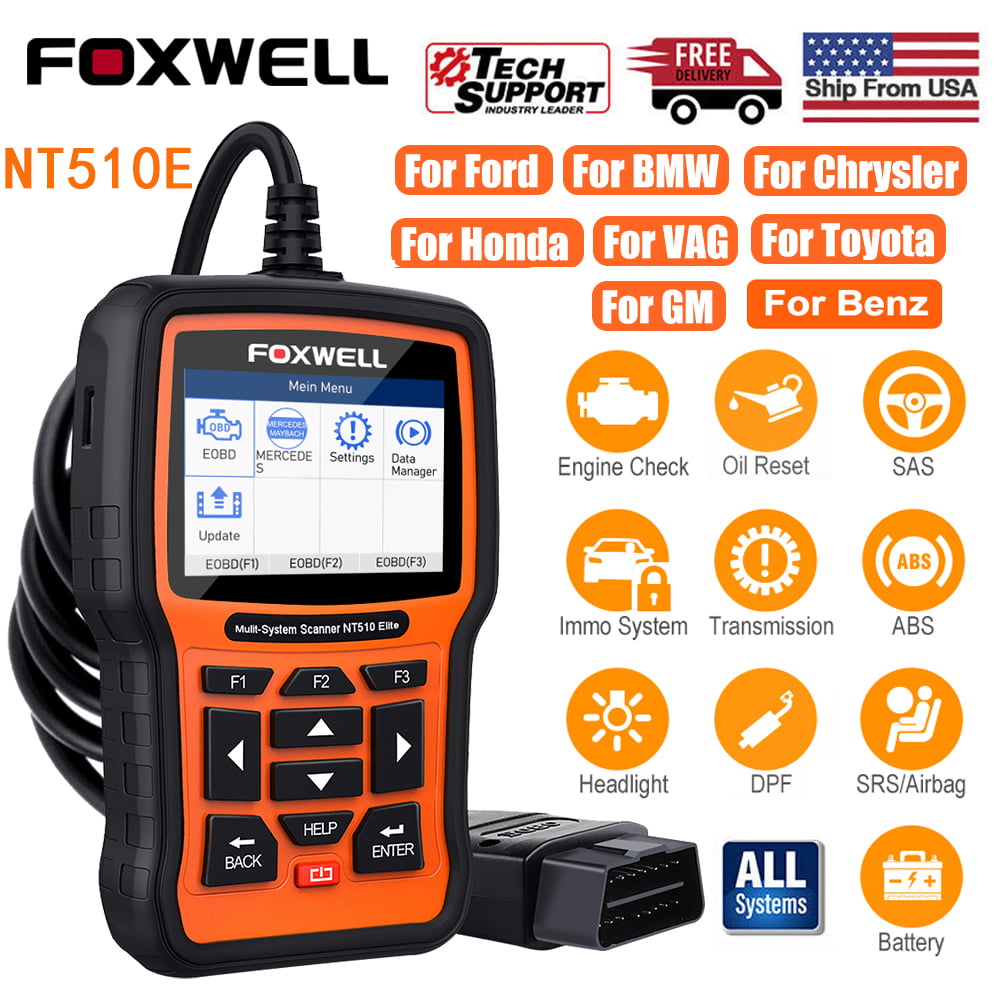 Foxwell NT510E Full System Engine Diagnostic Scanner ABS SAS DPF EPB Oil Reset 