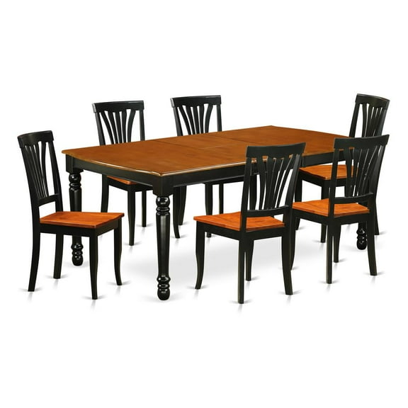 East West Furniture Dining Room Set Black & Cherry, DOAV7-BCH-W