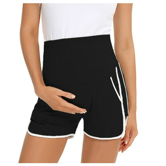 Edvintorg Maternity Shorts Over Belly High Waisted Workout Running Casual Lounge Pregnancy Biker Shorts with Pockets