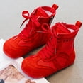 thumbnail image 6 of Huowey Children Shoes Heel Ankle Boots Comfortable Soft Sole Casual Anti-Slip Boots Lace Up Classic Footwear,Red,4.5-5T, 6 of 6