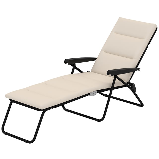 CoSoTower Chaise Longue Pliable, Chaise Longue de Patio Inclinable avec Dossier Réglable à 6 Positions, Beige