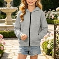 thumbnail image 4 of Jalioing Teen Girls Zip Up Hoodie Long Sleeve Solid Hooded Jacket Casual Comfy Sweatshirt Jacket with Pocket 4-15 Years, 4 of 8