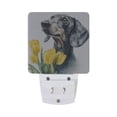 thumbnail image 2 of Dachshund with Yellow Tulips Watercolor LED Night Light Sensor Lamp Plug-in Adjustable Brightness 2 Pack, 2 of 7