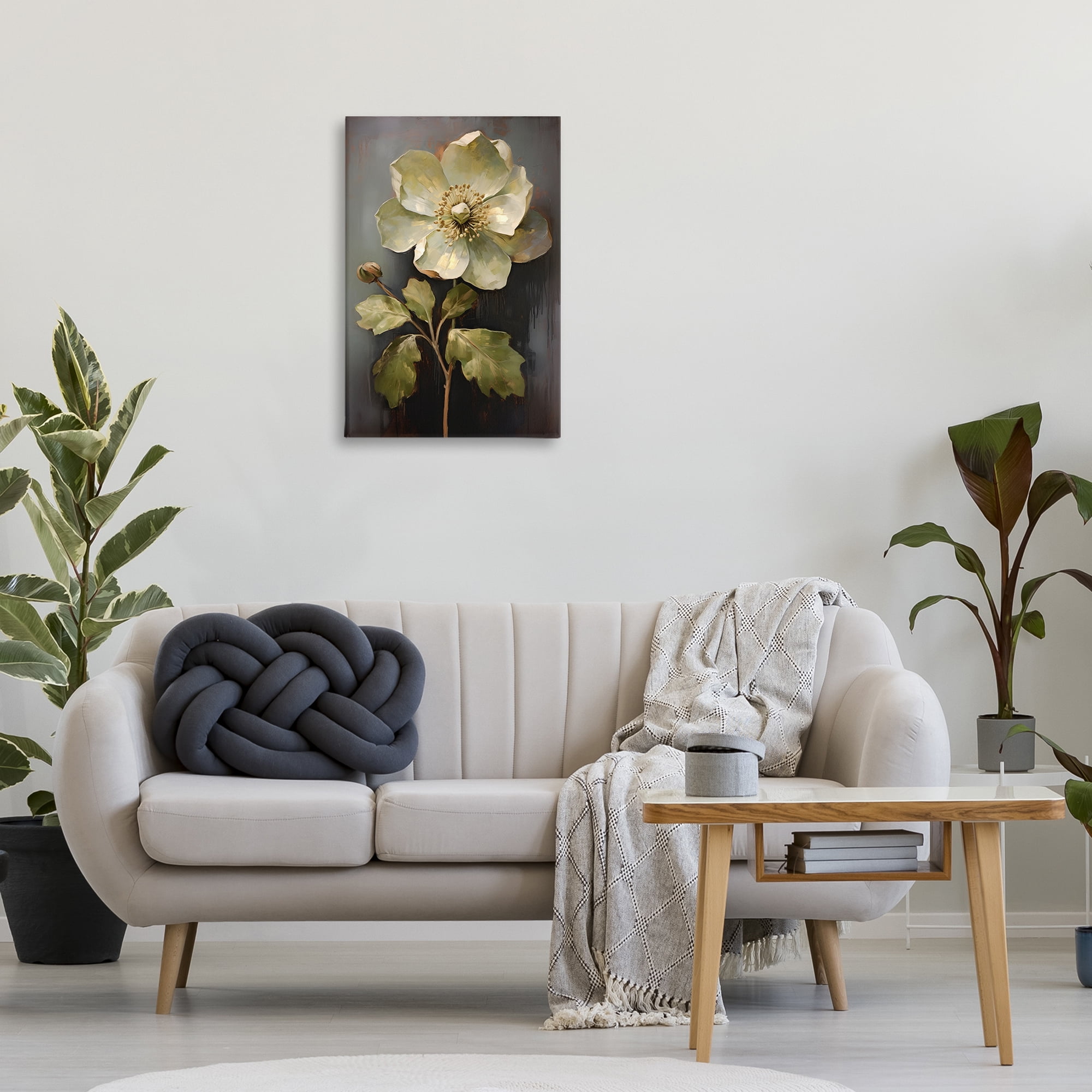 Stupell Industries White Magnolia Floret Botanical & Floral Painting Gallery Wrapped Canvas Art Print Wall Art, 20 x 30