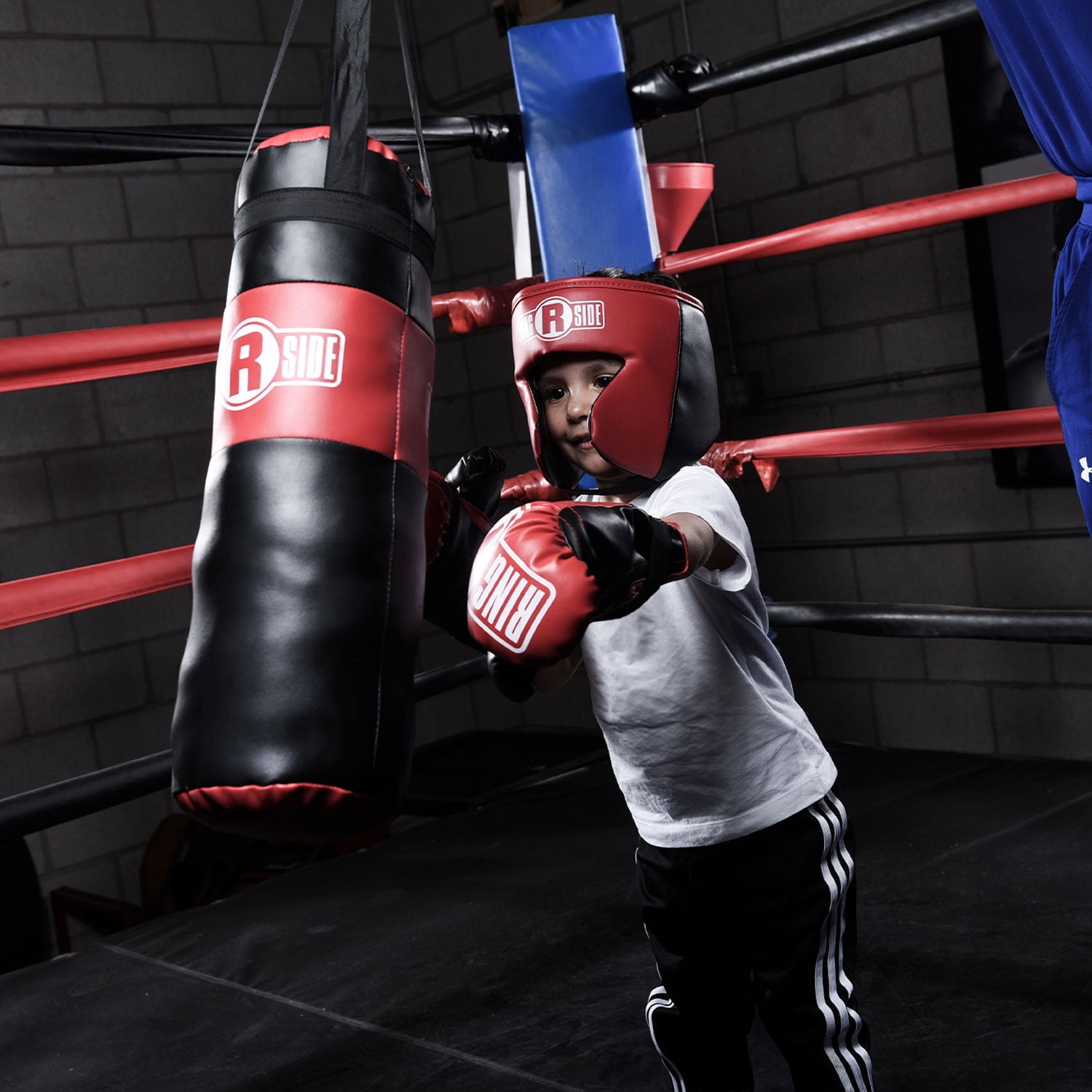 Ringside Kids Boxing Set with Mini Heavy Bag, Gloves and Headgear - Black