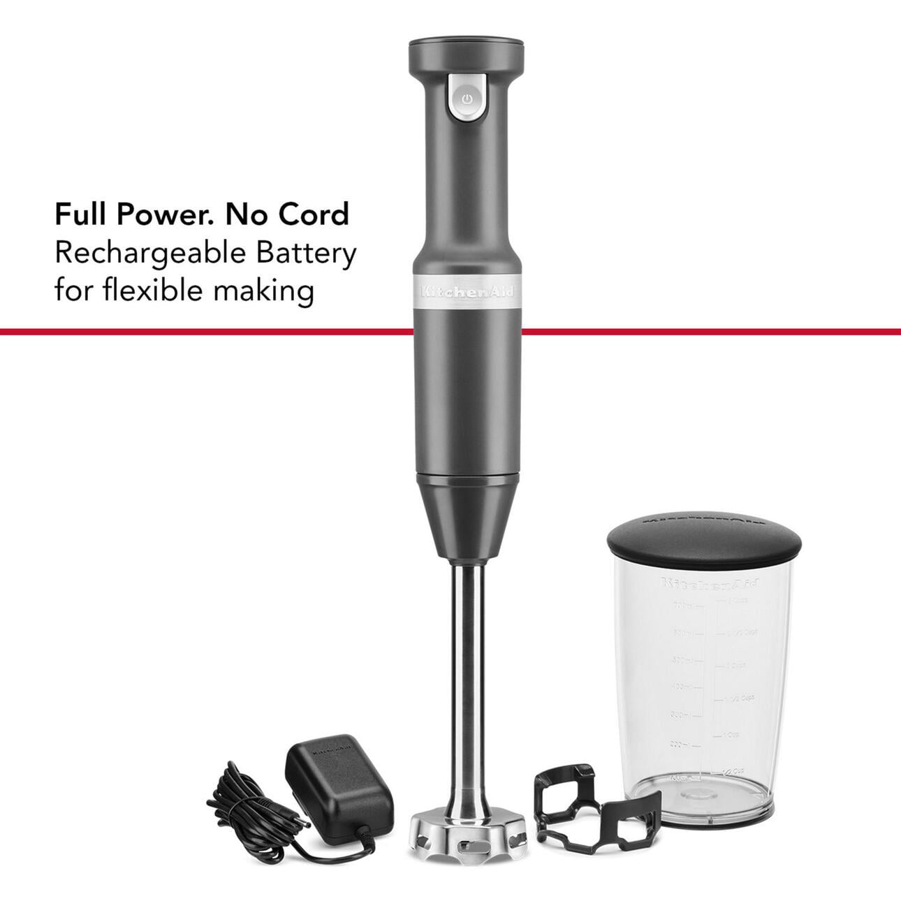 KitchenAid Cordless Variable Speed Hand Blender with Chopper and Whisk Attachment - KHBBV83 - 2
