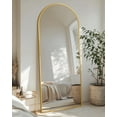 thumbnail image 2 of Full Length Mirror with Stand, 58x18 Arched Aluminum Frame Floor Mirror for Bedroom Living Room Entryway Gold, 2 of 8
