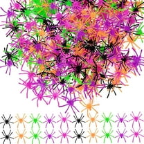 Monebena 200PCS Halloween Realistic Plastic Spiders 5 Colors Small Spider Toys Black Fake Spiders Prank Props for Halloween Home and Party Decorations (Multicolored) M01