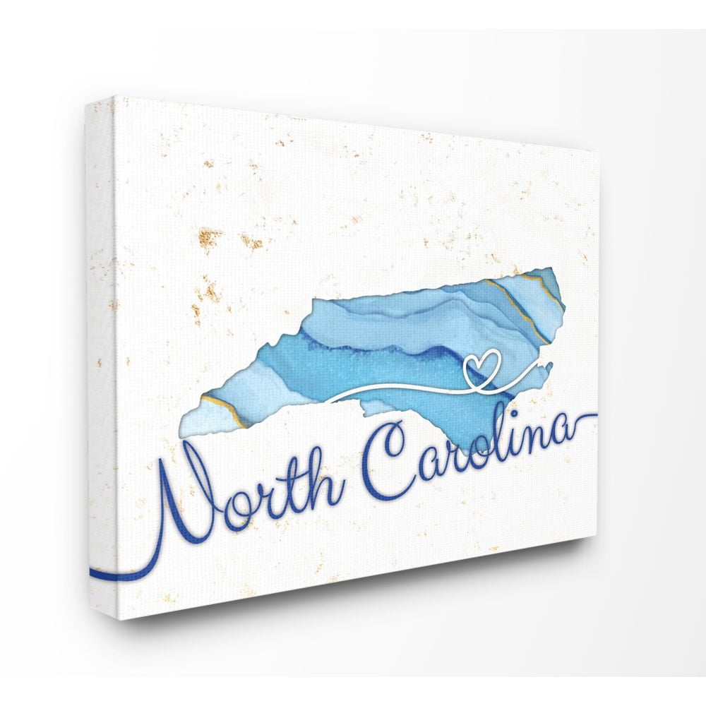 Stupell Industries North Carolina Agate Blue US State Design Canvas Wall Art by Ziwei Li