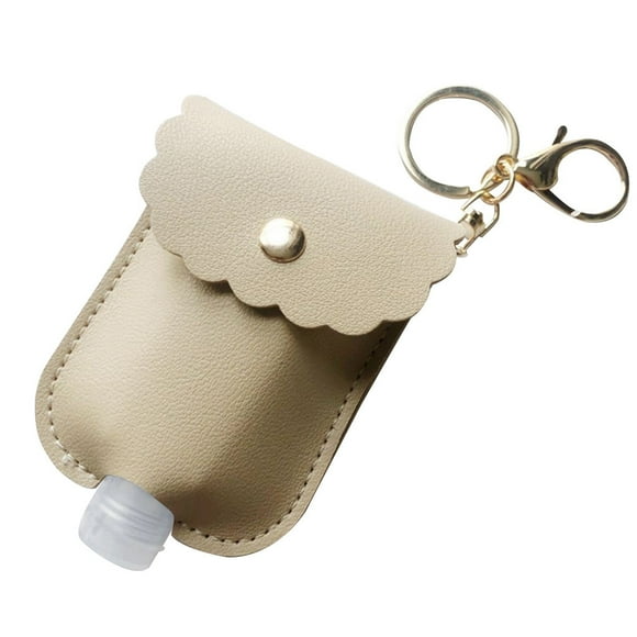 potrochi Portable Squeeze Bottle, Empty Leakproof Plastic Travel Bottle with Leather Keychain Holder for Hand Sanitizer, Essential Oil, Refillable Bottle Clips to Diaper Bag, Travel Bag
