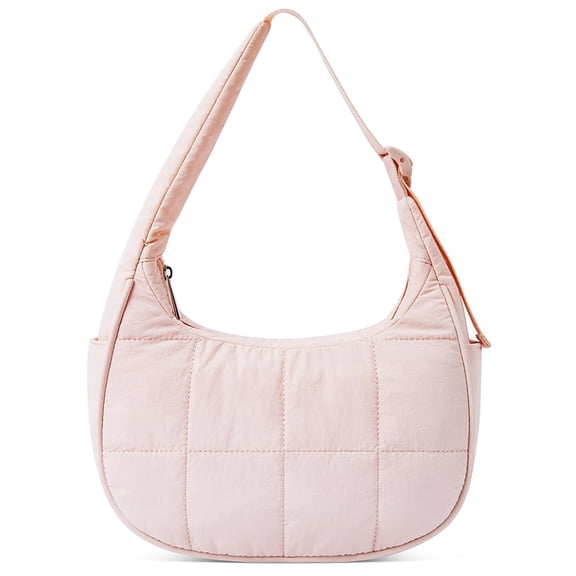 HUISZJ Puffer Crescent Bag, Quilted Shoulder Bag with Zipper, Adjustable Strap Underarm Shoulder Bag for Work Travel