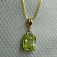 thumbnail image 3 of 4.00Ct Emerald Cut Green Peridot Pendant Necklace | 14K Yellow Gold Plated Sterling Silver | Women’s Solitaire Pendant with Free 18" Chain, 3 of 5