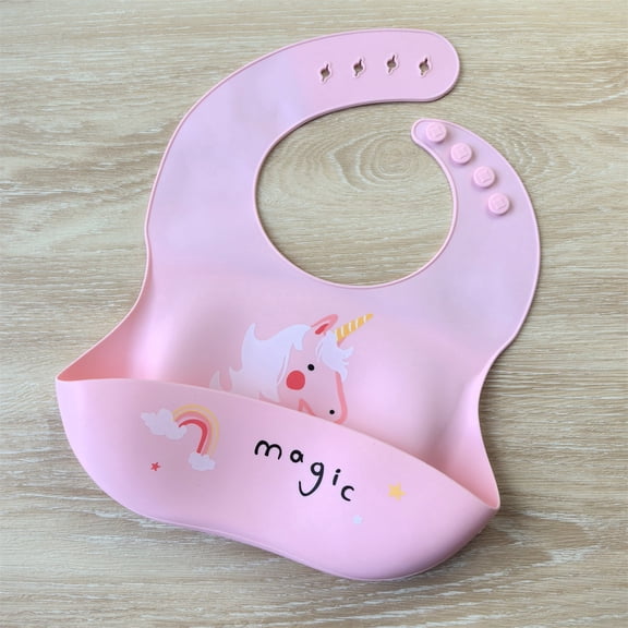 GOLDCOLIN Silicone Baby Bib Soft Adjustable Waterproof BPA Free Feeding Essentials, Unicorn, Unicorn