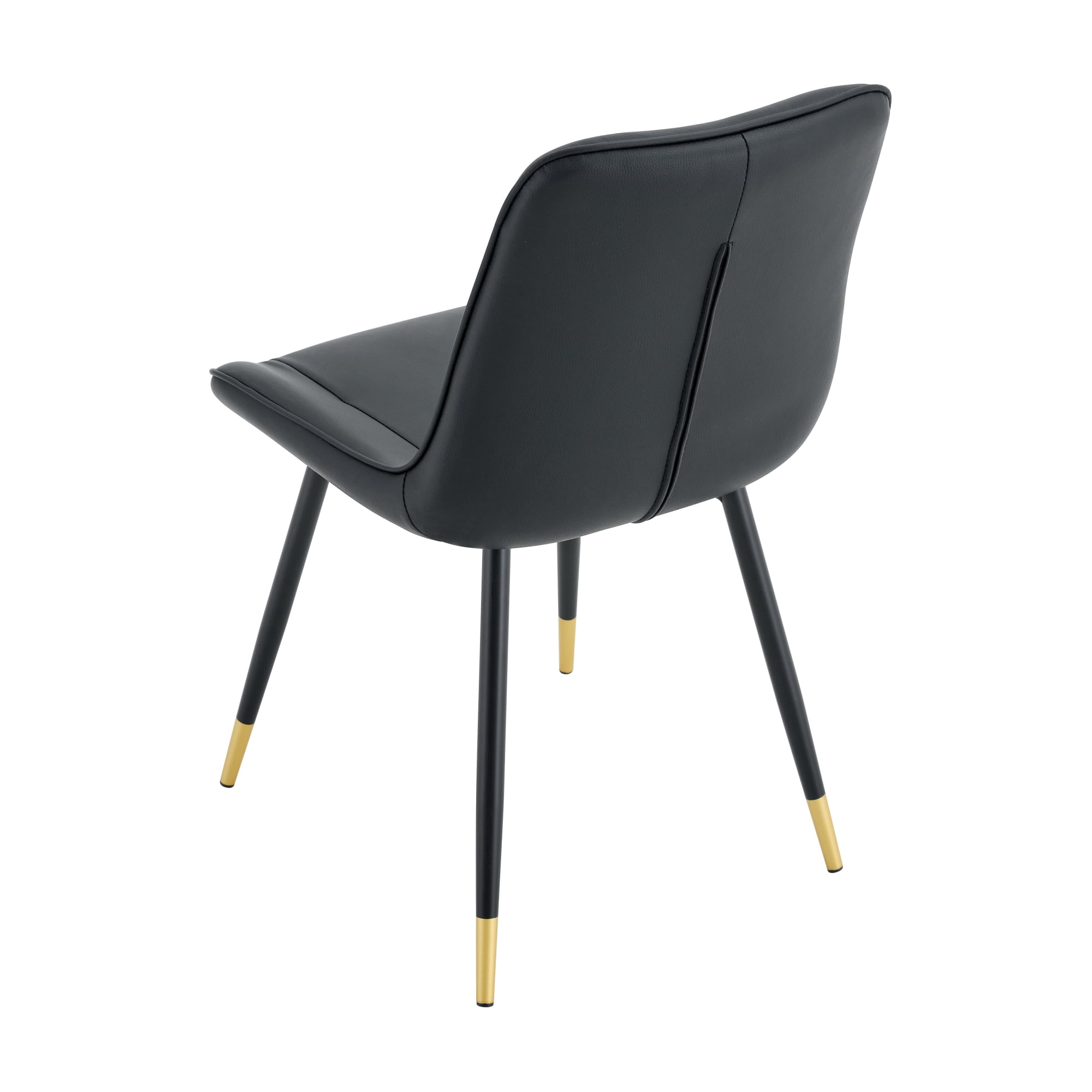 Leumius Dining Chairs Set of 4, Tech Fabric Upholstered Dining Chairs with Semi-Gloss Black Metal Legs, Gold-Trimmed Adjustable Non-Slip Feet, Vertical-Stitched High Back for Dining Room Black