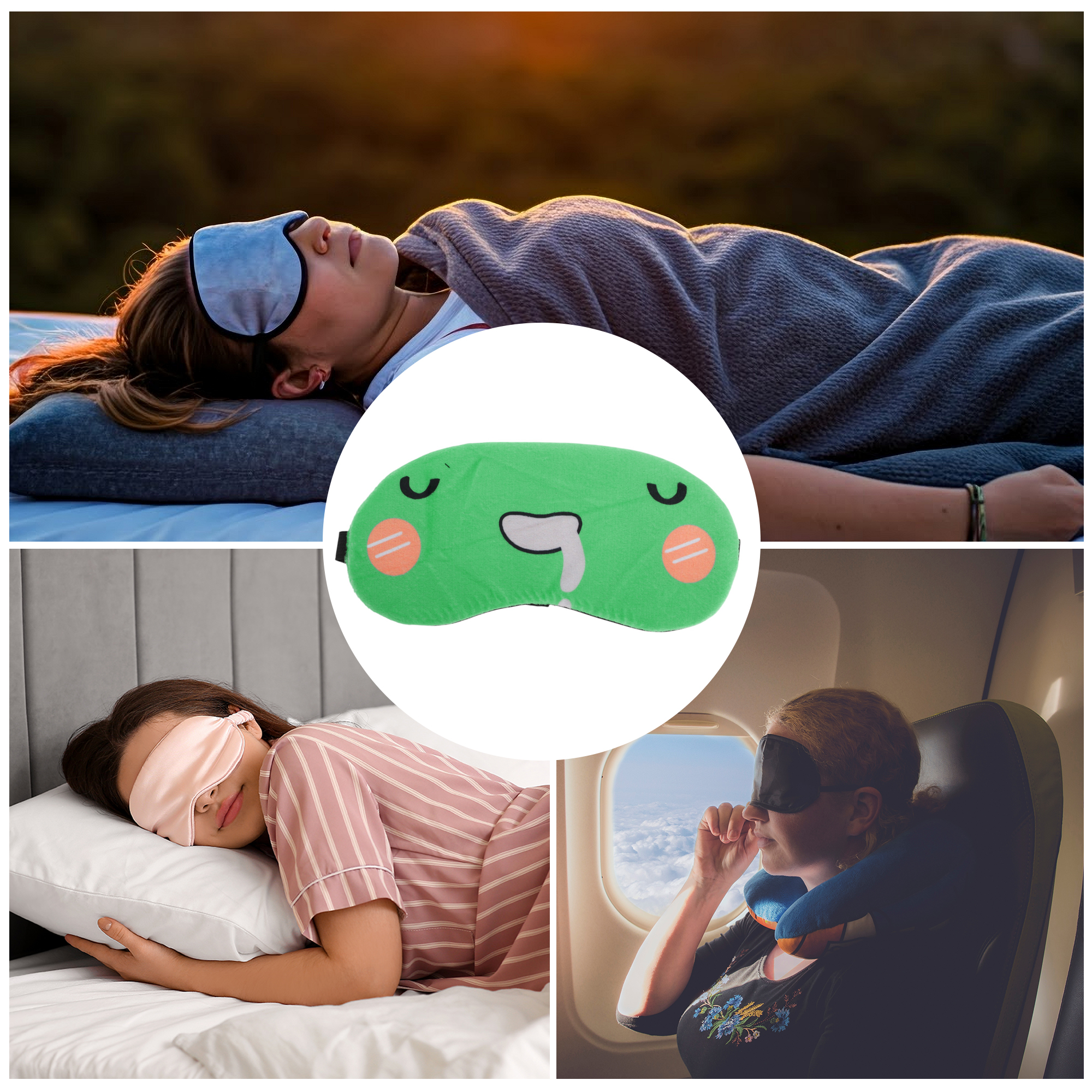 Unique Bargains 1pc Portable Cute Animal Pattern Eye Mask for Home Green