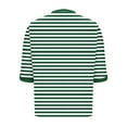 thumbnail image 7 of ABATAB Striped Shirts for Women Baggy Elbow Length Crew Neck Tunic Tops with Pockets Classic Graphic Printed Casual Tee Blouses(X-Large,Green), 7 of 7