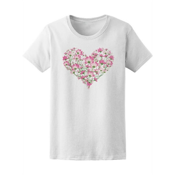 Beautiful Pink Floral Heart T-Shirt Women -Image by Shutterstock, Female x-Large