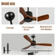 thumbnail image 5 of Tower Fan 52" Wood Ceiling Fan NO light, 3 Reversible Blades, with 6 Speeds Reversible DC Motor,Low Profile Ceiling Fan with no light for Living Room Kitchen Bedroom,Box Fan, 5 of 7