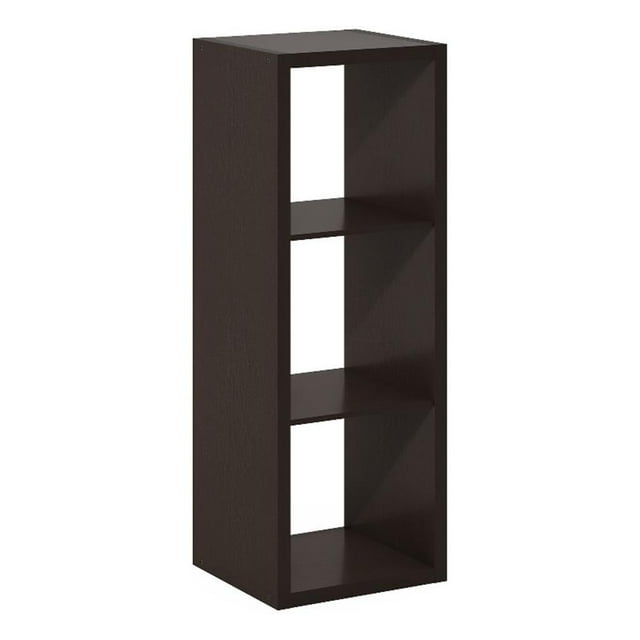 Pemberly Row Open Back Decorative Cube Storage Organizer in 3-Cube Dark Oak