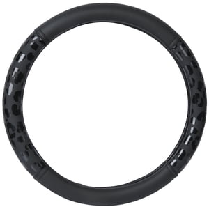Auto Drive Black Leopard Steering Wheel Cover Universal