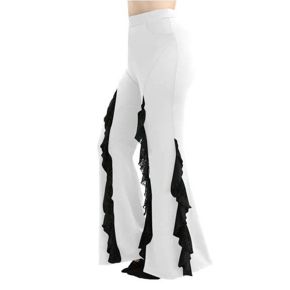 ABATAB Women's Bell Bottoms Pants High Waisted Stretchy Casual Long Pants Fashion Outfit Party Clubwear with Pockets