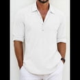thumbnail image 2 of Camisas Clásicas de para Hombre, de Larga, con Solapa y Botones, Informales, para Playa y Verano. L, 2 of 4