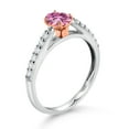 thumbnail image 3 of Gem Stone King 925 Silver and 10K Rose Gold Pink Moissanite and White Lab Grown Diamond Engagement Ring for Women (0.64 Cttw, Oval 6X4MM, Gemstone Birthstone, Available in Size 5, 6, 7, 8, 9), 3 of 4