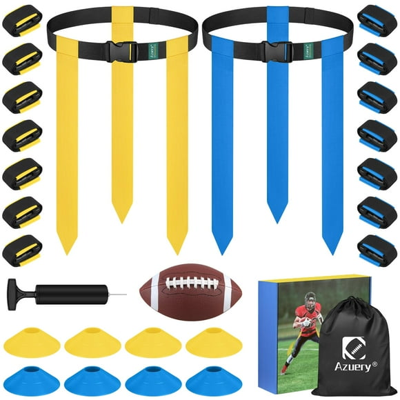 Set de fútbol con bandera Azuery para 14 jugadores, con 42 banderas, 8 conos y pelota