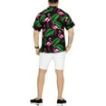 thumbnail image 2 of LA LEELA Men's Hawaiian Shirts Short Sleeve Button Down Shirt Mens Hawaii Shirts Boho Vacation Casual Summer Beach Shirts for Men Funny L Wading Bird Leaf, Black, 2 of 6