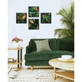 thumbnail image 6 of Green and Gold Wall Decor Tropical Plant Gold Leaves Pictures Canvas Prints Emerald Green Mid Century Modern Botanical floral Aesthetic Artwork for Living Room Bedroom Home Decorations 12"×12"×4, 6 of 6