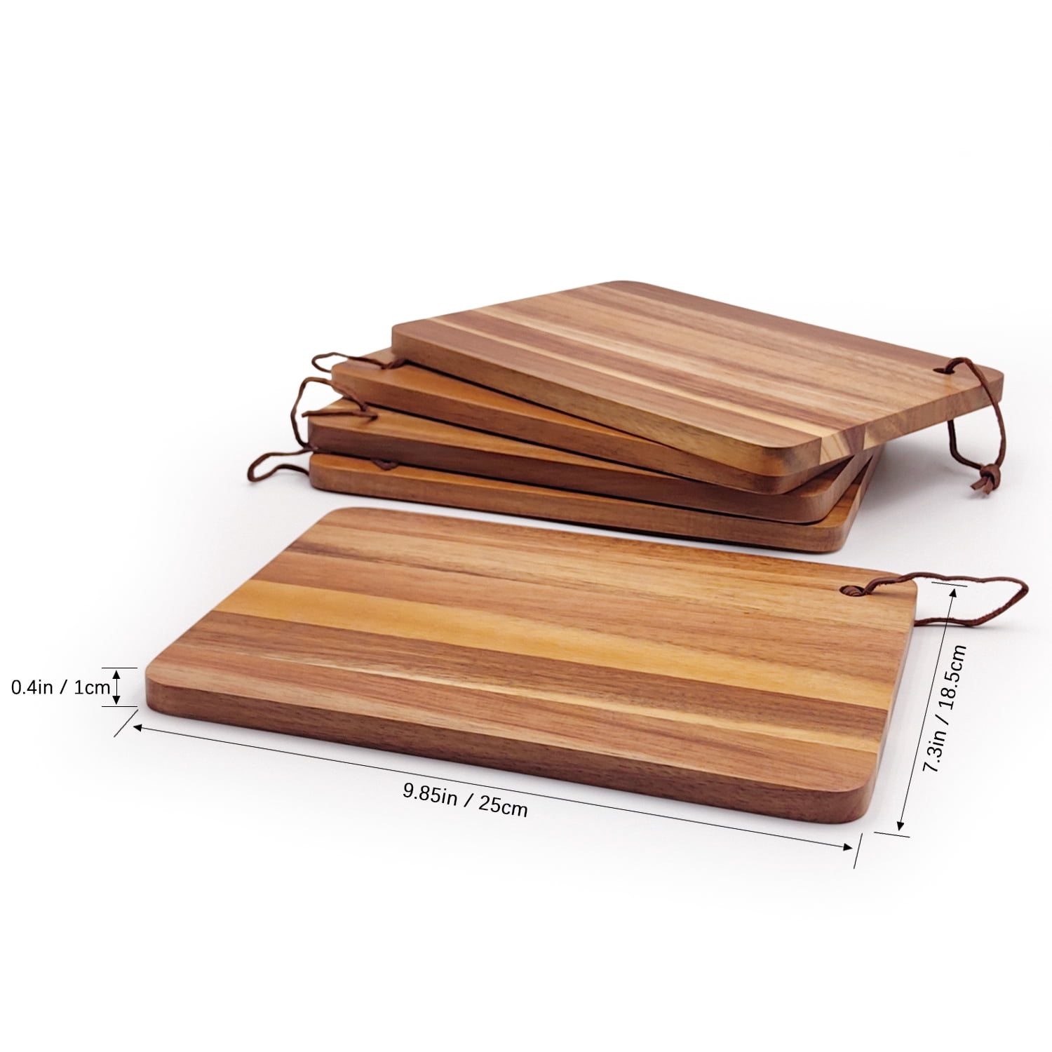10 Packs Acacia Wood Cutting Board, 9.8 x 7 Inch Plain Chopping Board Large Serving Board Wooden Kitchen Cutting Board Bulk with Ropes for Vegetables Meat Pizza Cheese Fruit Bread