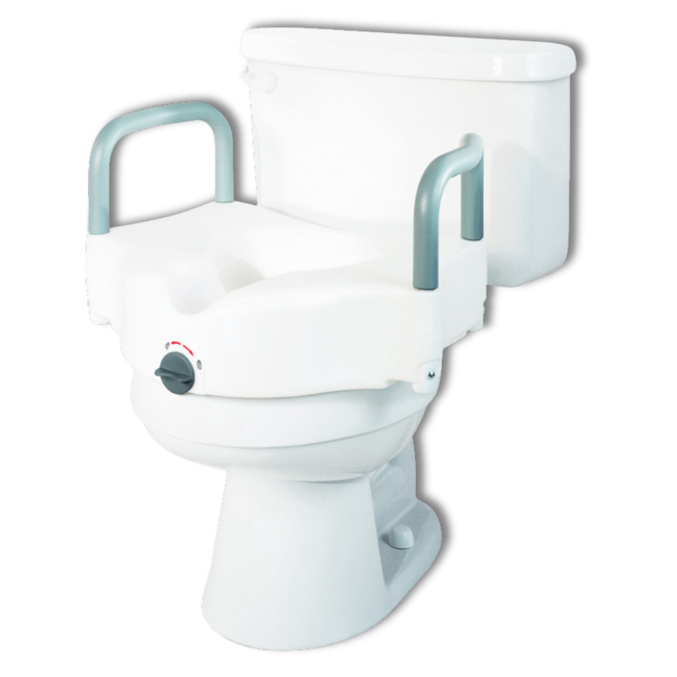 Medline 5 in Standard Raised Toilet Seat, with Lock and Padded Arms, White