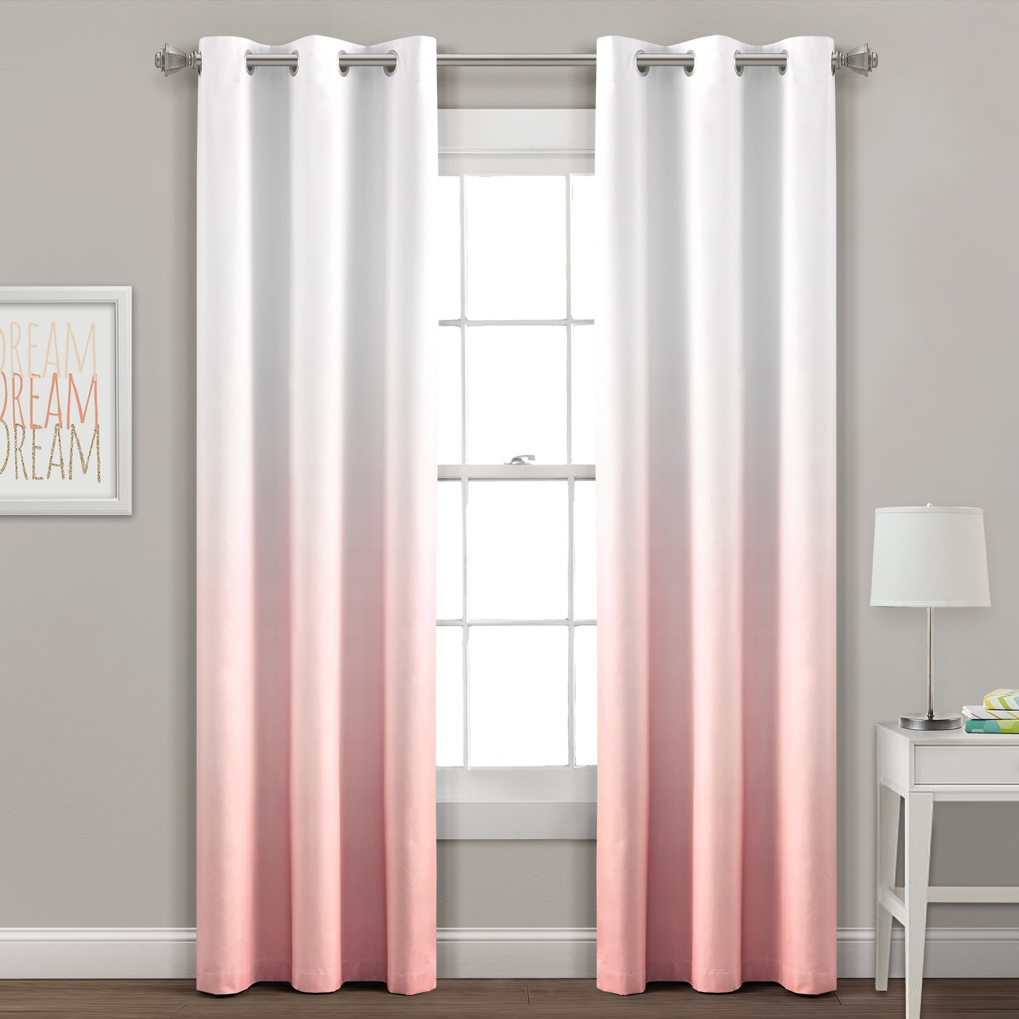 Kids Zone Home Linen Curtain 2 Panel Set with Grommet Multi-Color Dinosaur Pink Purple Aqua White New