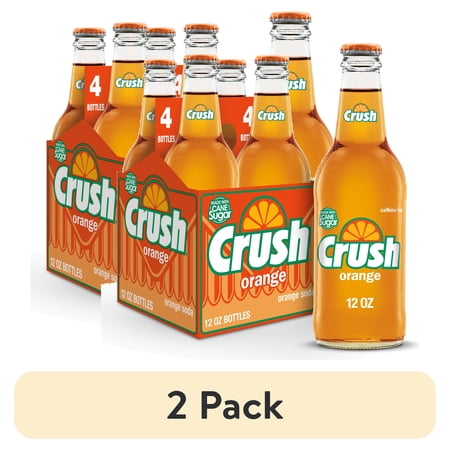 (2 pack) Crush Orange Soda Made with Sugar, 12 fl oz glass bottles, 4 pack