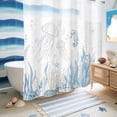 thumbnail image 5 of No Hook Shower Curtain, Seahorse Coastal Shower Curtains for Bathroom with See Through Top Window, Summer Beach Ocean Nautical Coral Waterproof & Washable Bath Curtain 66"x72", 5 of 9