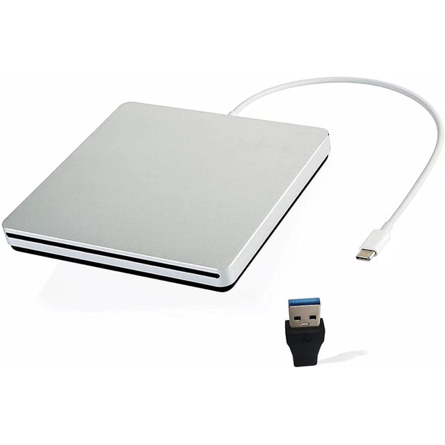 Unidad de CD DVD externa USB C VikTck Ultra Slim CD DVD Burner Writer Reader Plata