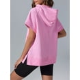 thumbnail image 3 of Women's Oversized Half Zip Hoodie, Casual Short Sleeve Sweatshirt with Pockets, 3 of 7