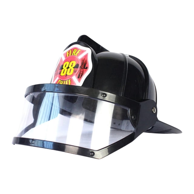 Sombrero de bombero para niños, casco de bombero, accesorio de disfraz para niño y niña, sombrero de bombero, accesorio de cosplay para niños, gorra Negro