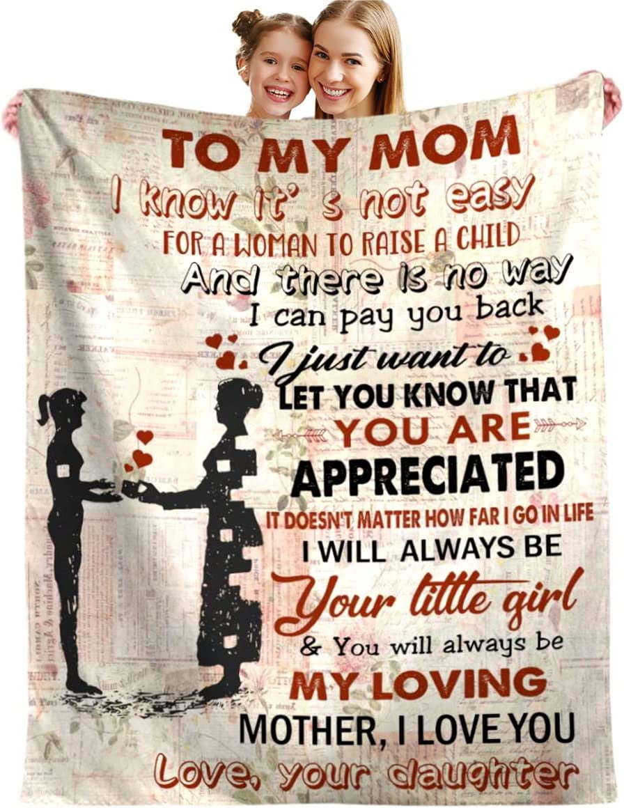 to My Mom Blanket Gifts from Daughter, Personalized Soft Sherpa Fleece