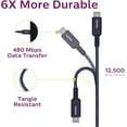 thumbnail image 3 of PHILIPS USB-C to USB-C Charging Cable, 6 Ft Long Cord, 60W, USB-If Certified, Compatible W/iPad Pro, MacBook Pro, Samsung Galaxy S21/S10/S9/S8/Plus, Google Pixel 5/C/3/2/XL, Black, DLC4106C/37, 3 of 7