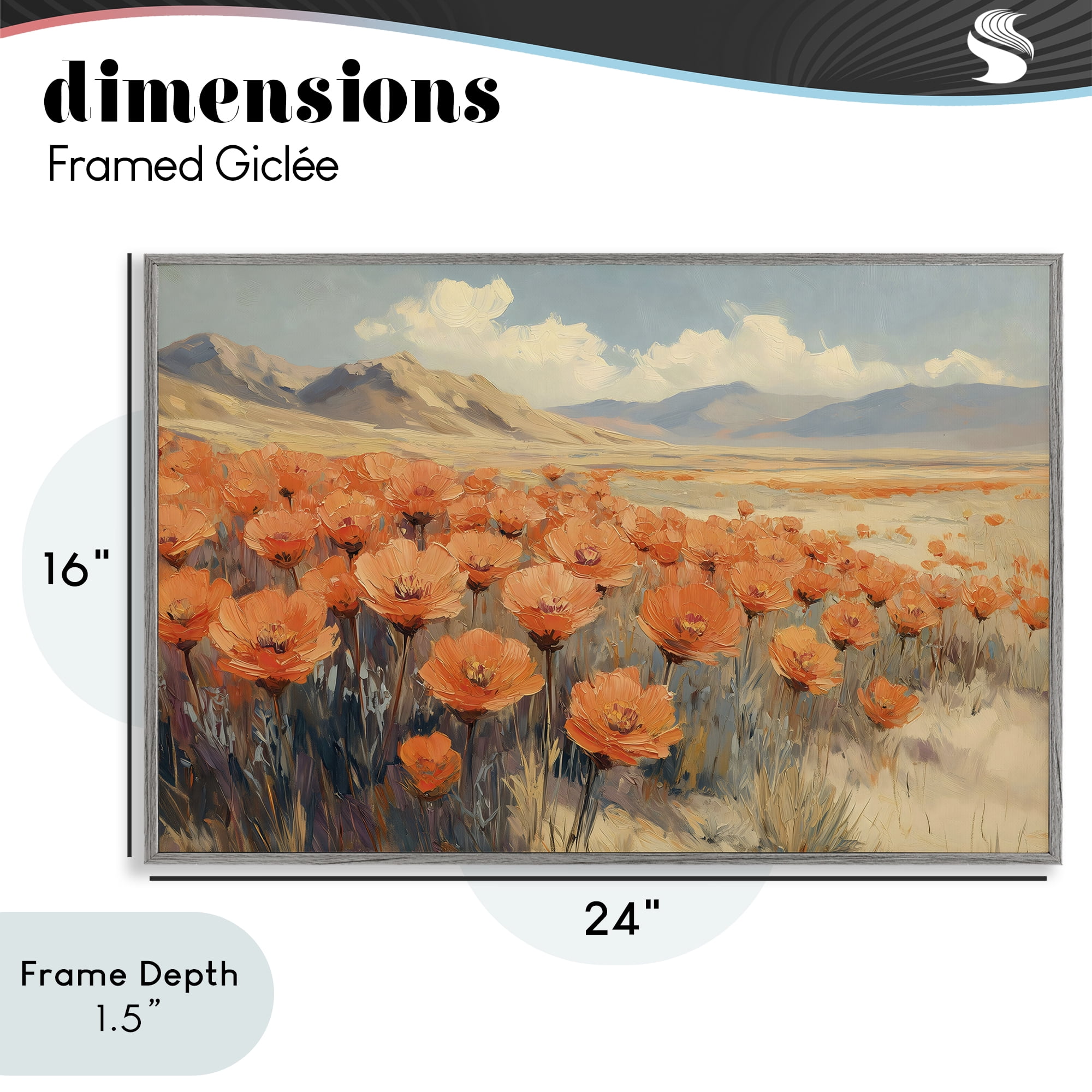 Stupell Industries Desert Poppies in Valley Gray Framed Giclee Art, design by Gina Kelly