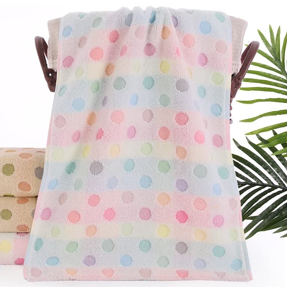 Hibalala 100% Cotton Hand Towels Colorful Polka Dot Pattern Soft Absorbent Towel 35*75CM Set of 4