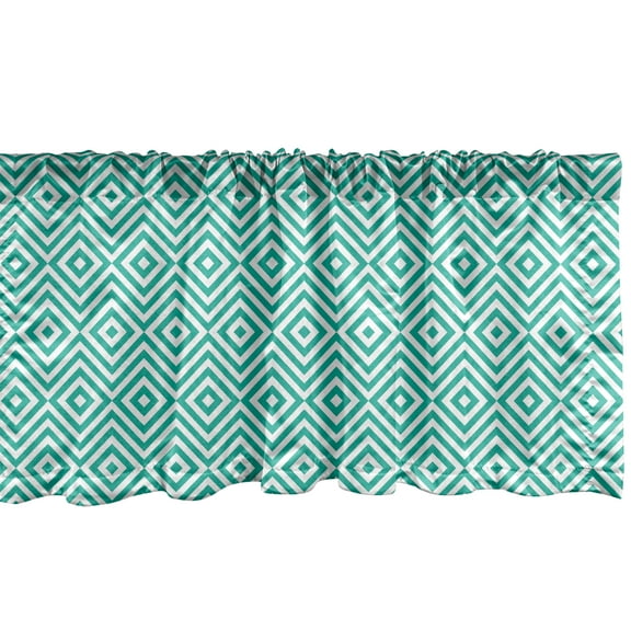 Ambesonne Geometric Window Valance, Modernistic Monochrome Pattern with Chevrons Zigzags and Rhombuses Print, Curtain Valance for Kitchen Bedroom Decor with Rod Pocket, 54" X 12", Dark Seafoam White
