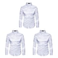 thumbnail image 3 of Sonducket Camisa transpirable para hombre Satén con mangas largas - Trabajo Boda o Casa Camisa para hombre Manga larga formal Blanco grande S Type1 NO1, 3 of 6