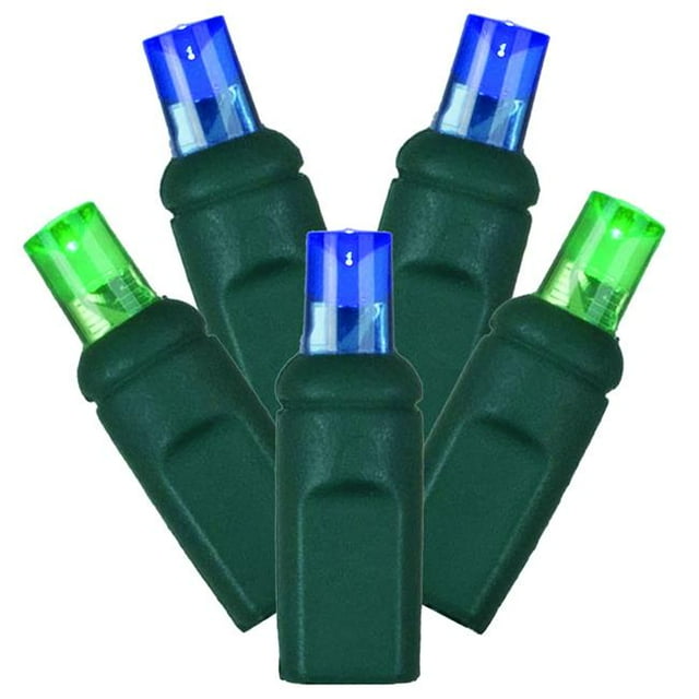 LED Green Wire End Connecting 6 in. Spacing 35 ft. Long Light Set with Blue, Green Lights