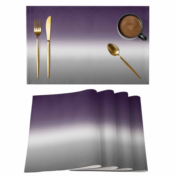 Purple Grey Ombre Placemats Set of 6 Gradient Gradual Color Place Mats Table Mats Kitchen Dining Home Outdoor Party Table Decoration