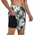 thumbnail image 2 of Kdxio Hawaii Palms Print Men's Swim Trunks with Compression Liner 7 Inch Inseam Quick Dry Swim Shorts, 2 of 7