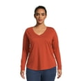 thumbnail image 2 of Terra & Sky Women's Plus Size Long Sleeve V-Neck T-Shirt, 2-Pack, 2 of 5